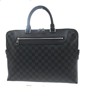 LOUIS VUITTON Porte Documents Jour Hand Bag Damier Graphite Black